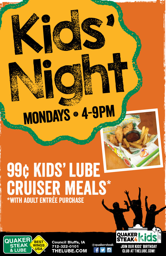 Kid's Night At the Quaker Steak & Lube Council Bluffs Restaurant