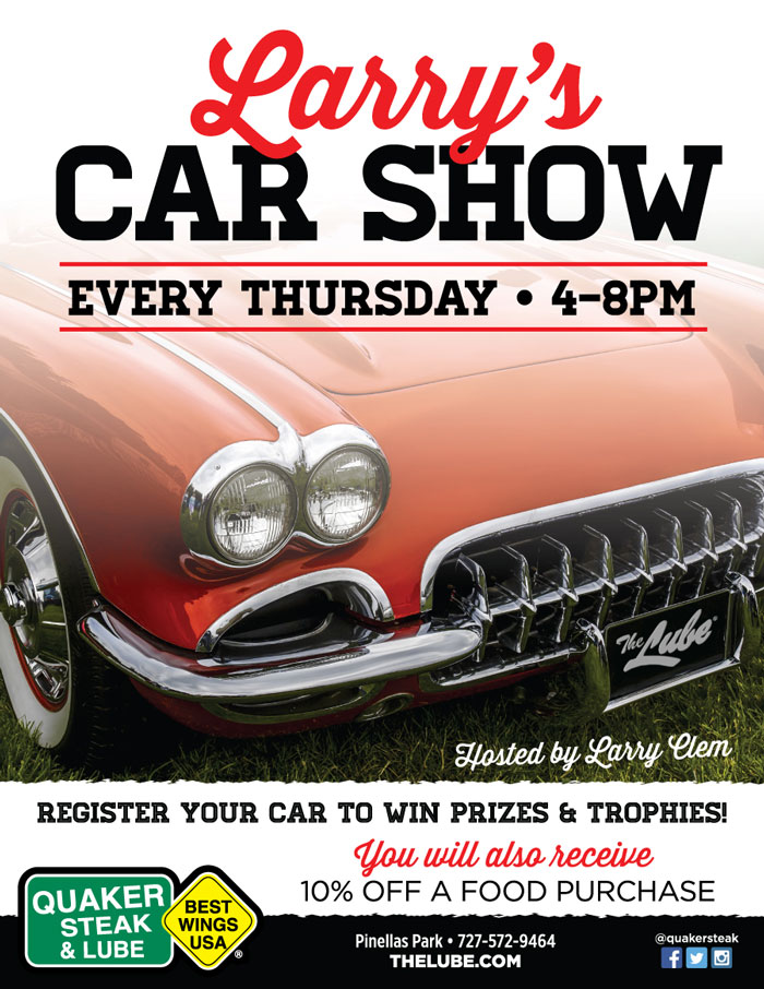 Larry's Car Show At the Quaker Steak & Lube Clearwater Restaurant
