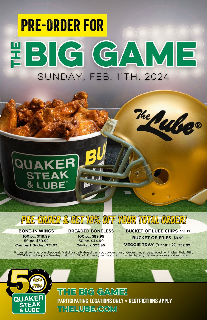 Football Game Day Specials At the Quaker Steak & Lube Valley View Restaurant