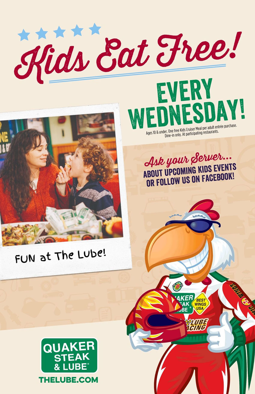 Kids Eat Free Every Wednesday At the Quaker Steak & Lube North Fayette Restaurant