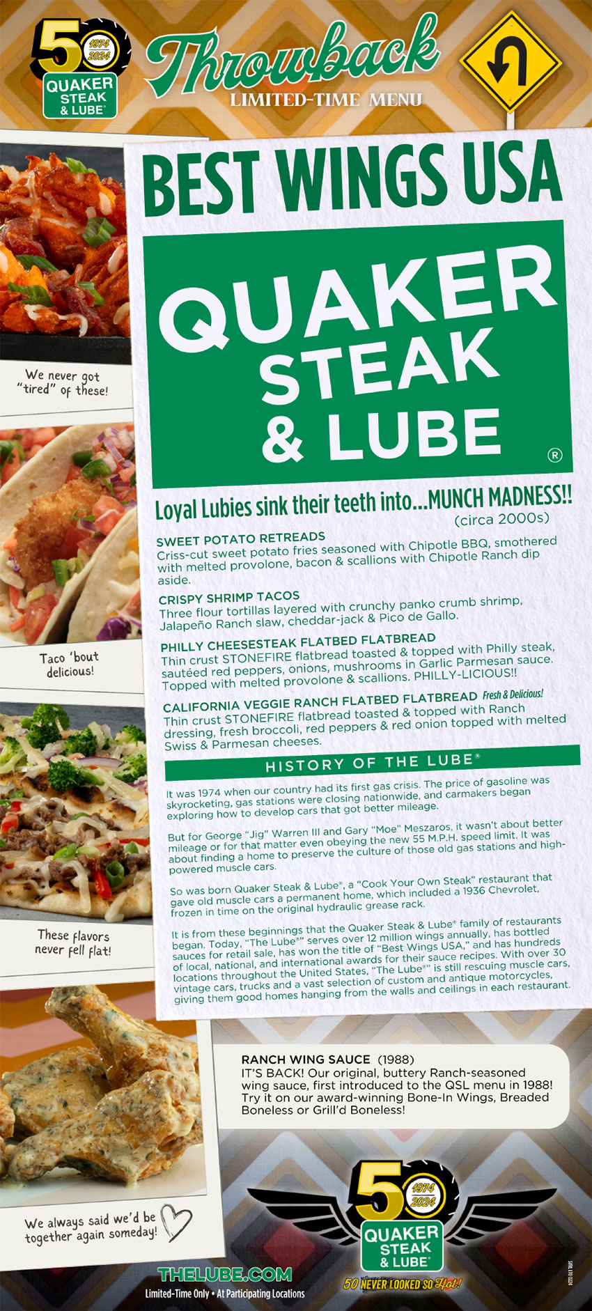 Throwback Limited Time Menu At the Quaker Steak & Lube Austintown Restaurant
