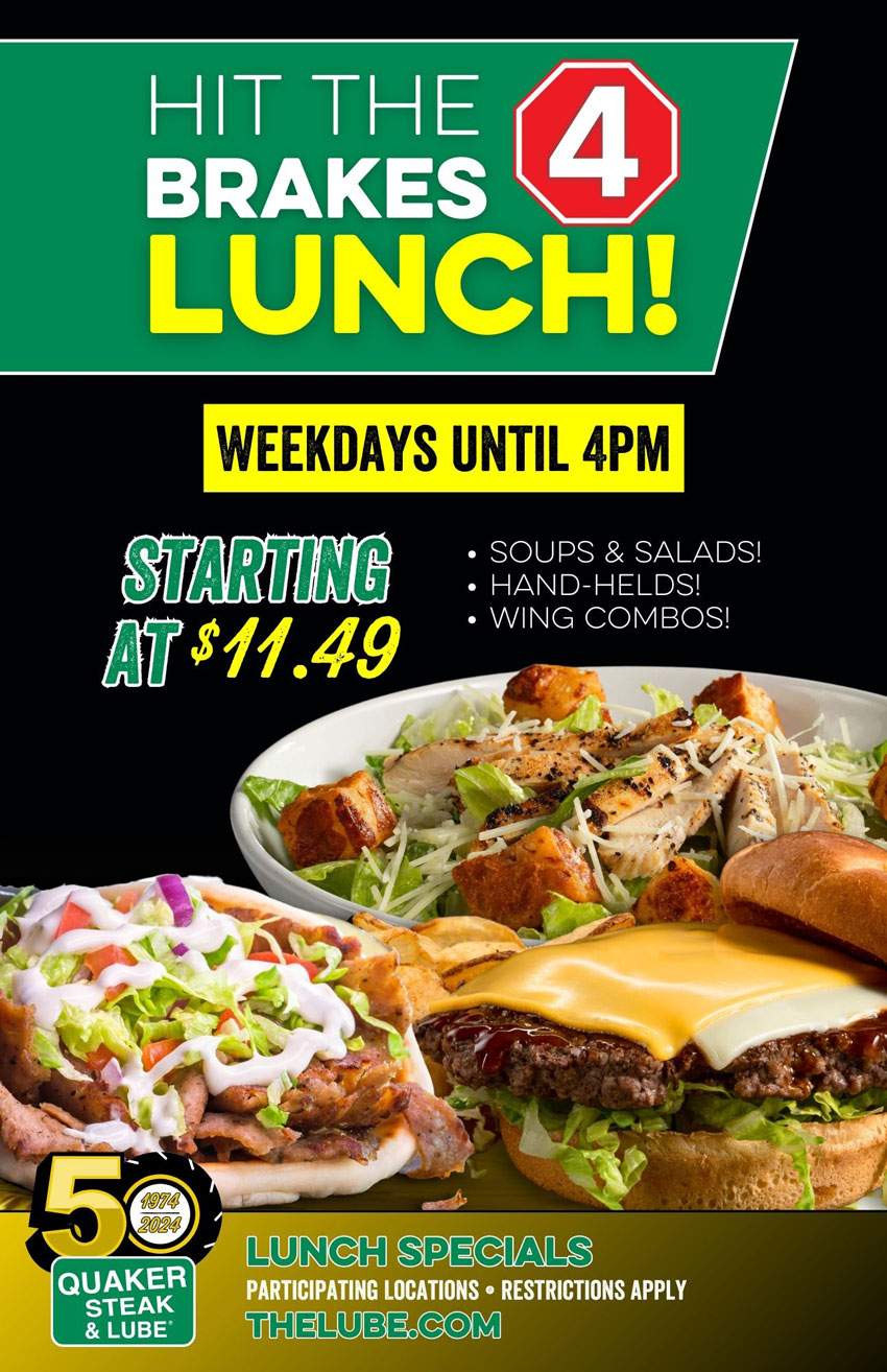 Lunch Specials At the Quaker Steak & Lube Pinellas Park Restaurant